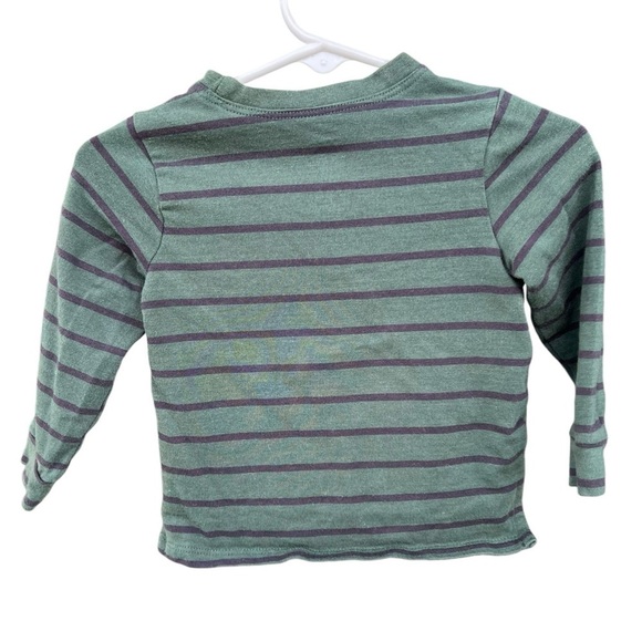 Rags to Raches Stripe Long Sleeve T-Shirt Green Blue Soft 6-12 Months GUC - Picture 2 of 4
